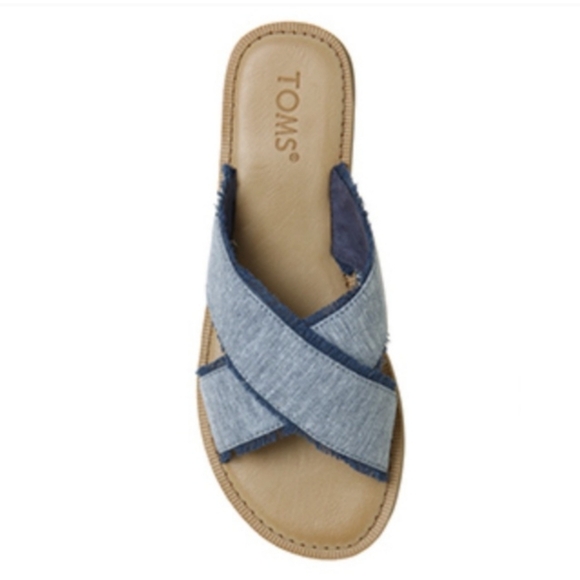 Toms Viv Blue Slub Chambray Denim Sandals Sz 6.5 - Picture 4 of 7